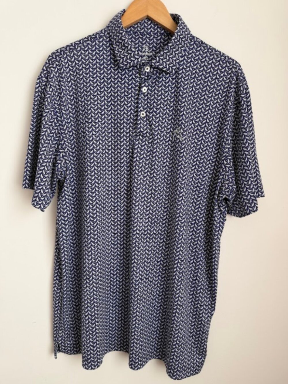 Rhoback "The Sit" Dog Print Men's Performance Golf Polo Shirt Size XL